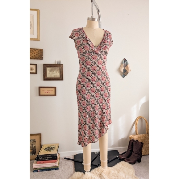 90s Floral Bias Cut Vintage Midi Dress - Picture 15 of 15